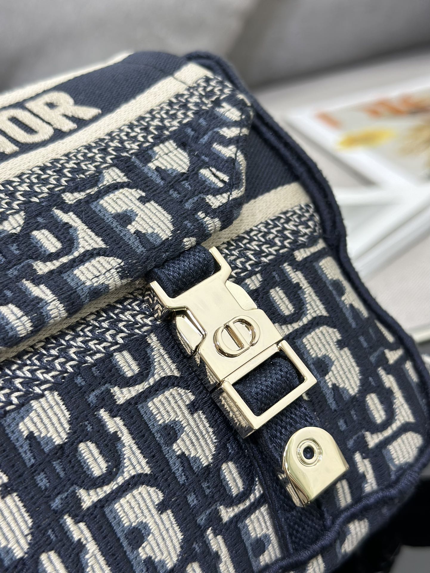 Replica DIOR - Medium Diorcamp Bag Blue Dior Oblique Embroidery - Women