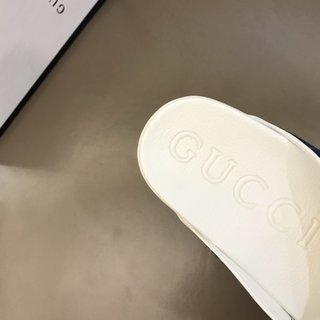 Replica Gucci Slipper in White with Black Logo