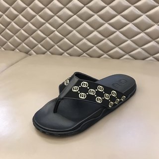 Replica Gucci Slipper in Black with Brown Logo