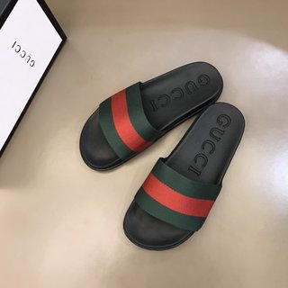 Replica Gucci Slipper in Black with Green and Red