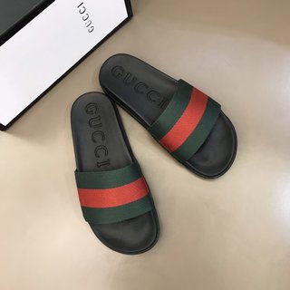 Replica Gucci Slipper in Black with Green and Red