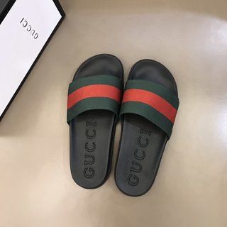 Replica Gucci Slipper in Black with Green and Red