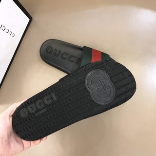 Replica Gucci Slipper in Black with Green and Red