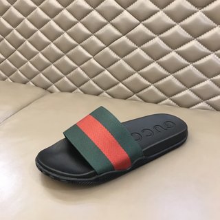 Replica Gucci Slipper in Black with Green and Red