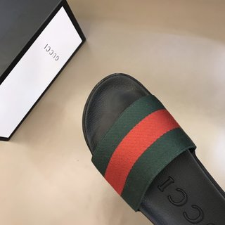 Replica Gucci Slipper in Black with Green and Red