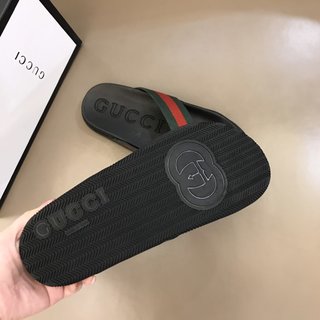 Replica Gucci Slipper in Black with Green and Red