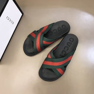 Replica Gucci Slipper in Black with Green and Red