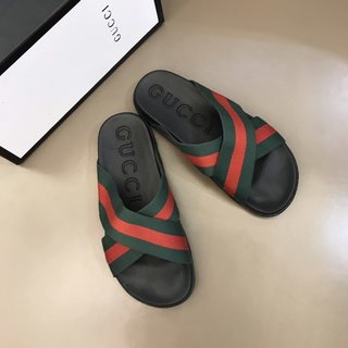 Replica Gucci Slipper in Black with Green and Red