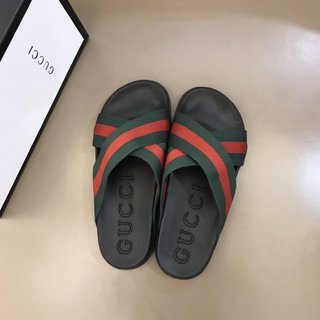 Replica Gucci Slipper in Black with Green and Red