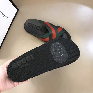 Replica Gucci Slipper in Black with Green and Red