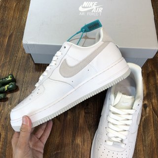 Replica Nike air force 1, Light gray swooshes, Custom sneakers, AF1 grey