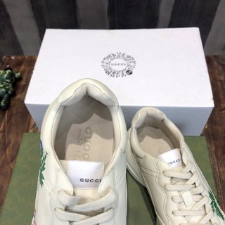 Replica Gucci Ladies Rhyton Ivory Leather Logo Sneakers