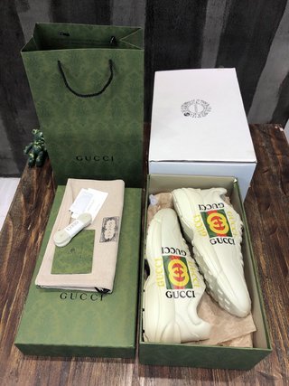 Replica Gucci Rhyton Leather Sneaker 'Vintage Logo'