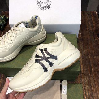 Replica Gucci Rhyton NY Yankees Leather Sneakers