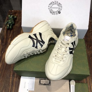 Replica Gucci Rhyton NY Yankees Leather Sneakers