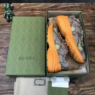 Replica GUCCI Rython Faux Leather Sneakers for Women