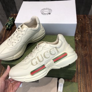 Replica GUCCI Women's Rhyton Gucci Logo Leather Sneaker