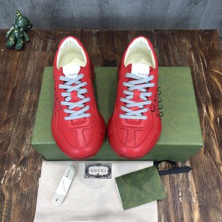 Replica GUCCI Aria 100th Anniversary Rhyton Sneakers Printed Leather Red