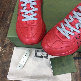 Replica GUCCI Aria 100th Anniversary Rhyton Sneakers Printed Leather Red