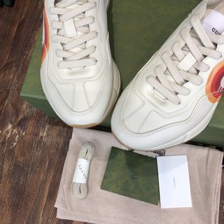 Replica Gucci Neutrals Interlocking G Logo Leather Chunky Sneakers w/ Tags