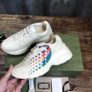 Replica Gucci Neutrals/ Pattern Print Rython Chunky Sneakers