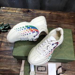 Replica Gucci Neutrals/ Pattern Print Rython Chunky Sneakers