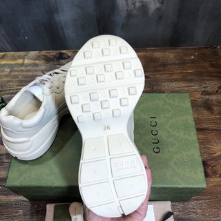 Replica Gucci Neutrals/ Pattern Print Rython Chunky Sneakers