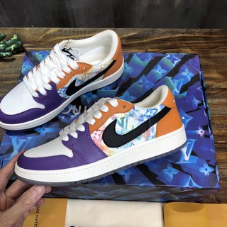 Replica LV x AJ1 Lace-up Sneakers In Purple