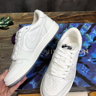 Replica LV x AJ1 Lace-up Sneakers In White