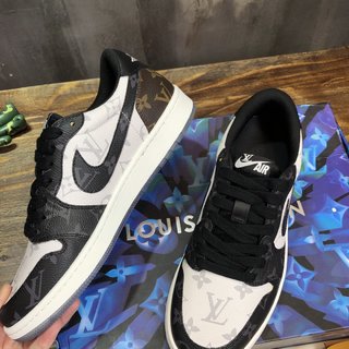 Replica LV x AJ1 Lace-up Sneakers in black