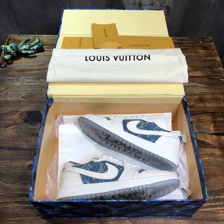 Replica LV x AJ1 Lace-up Sneakers In White