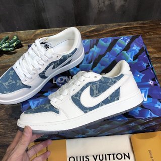 Replica LV x AJ1 Lace-up Sneakers In White