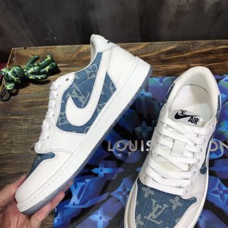 Replica LV x AJ1 Lace-up Sneakers In White