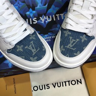 Replica LV x AJ1 Lace-up Sneakers In White