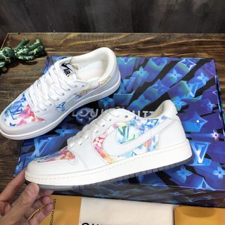 Replica LV x AJ1 Lace-up Sneakers In White