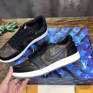 Replica LV x AJ1 Lace-up Sneakers in black