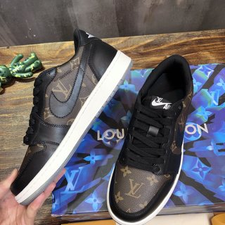 Replica LV x AJ1 Lace-up Sneakers in black