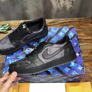 Replica LV x AJ1 Lace-up Sneakers in black