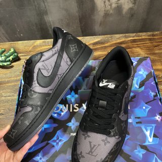 Replica LV x AJ1 Lace-up Sneakers in black