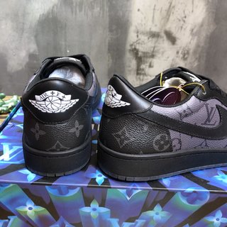 Replica LV x AJ1 Lace-up Sneakers in black