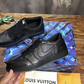 Replica LV x AJ1 Lace-up Sneakers in black