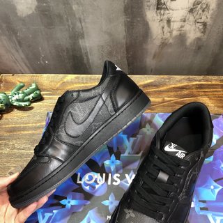 Replica LV x AJ1 Lace-up Sneakers in black