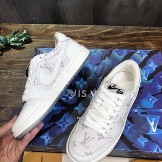 Replica LV x AJ1 Lace-up Sneakers In White