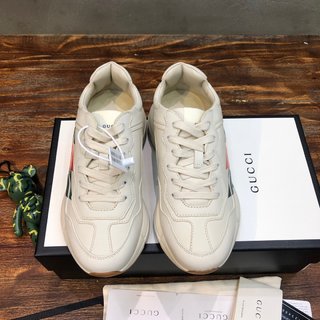 Replica Gucci Cream Leather Rhyton Low Top Sneakers