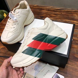 Replica Gucci Cream Leather Rhyton Low Top Sneakers