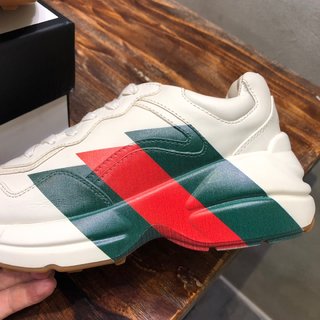 Replica Gucci Cream Leather Rhyton Low Top Sneakers