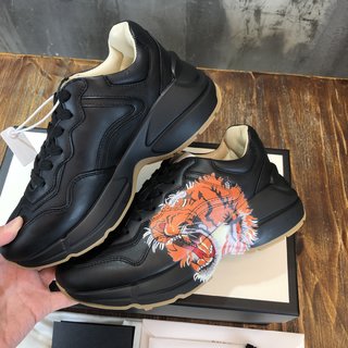 Replica GUCCI Calfskin Tiger Print Mens Rhyton Sneakers