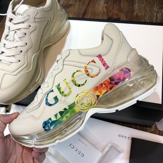 Replica Gucci Clunky Sneakers for Men Customized Rainbow Pattern