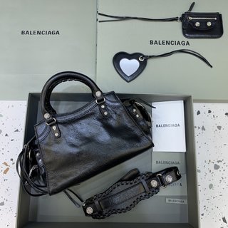 Replica Balenciaga black Neo Cagole mini leather tote bag