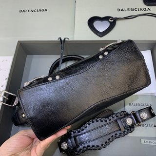 Replica Balenciaga black Neo Cagole mini leather tote bag